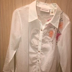Susan Bristol White Button Down Blouse